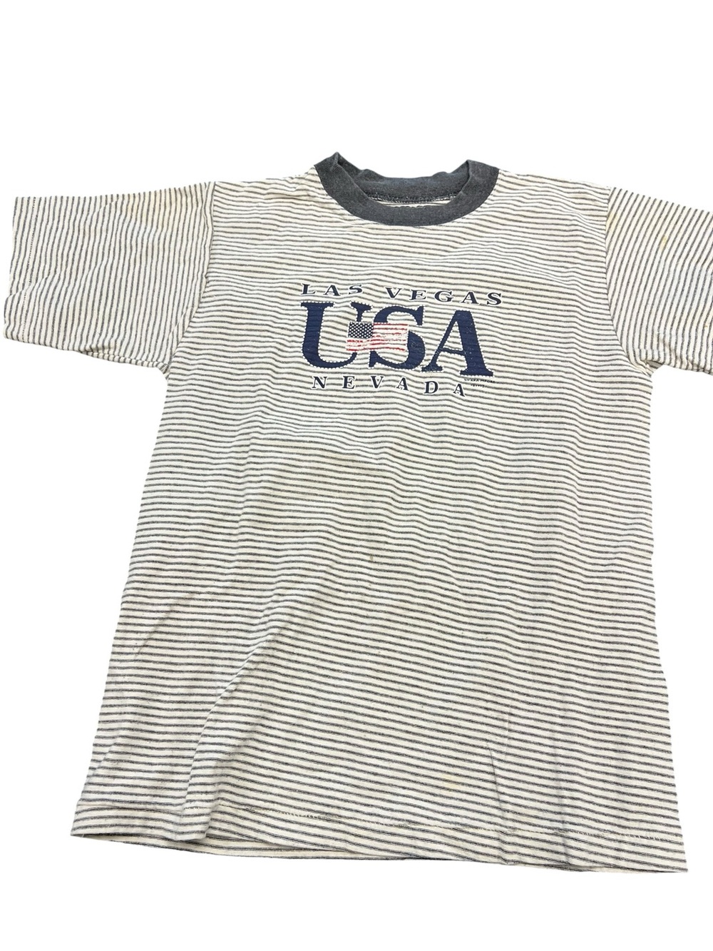 Vintage B.U.M. Equipment Striped Shirt M Las Vegas USA Nevada (01)